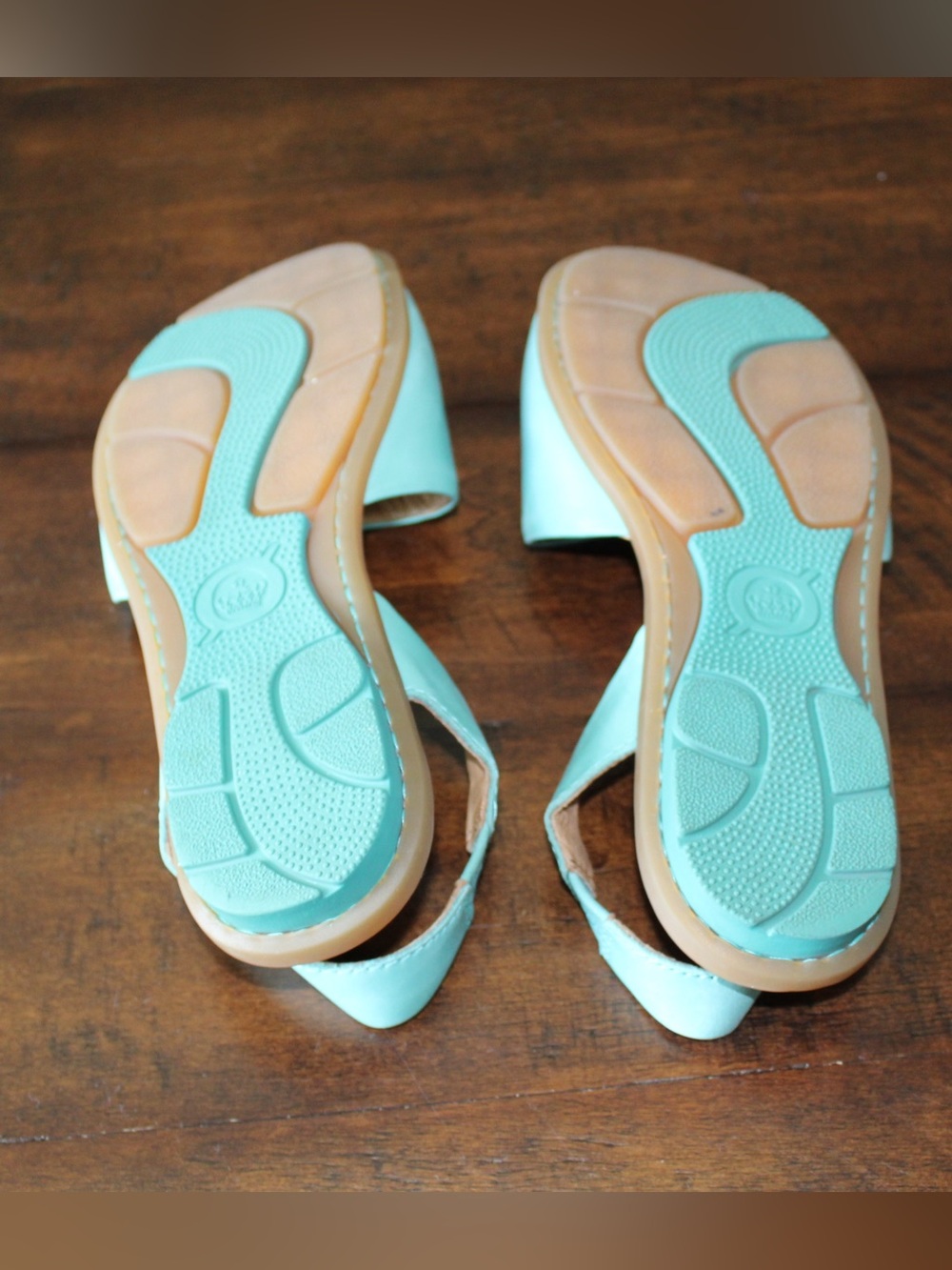 Born Aqua Leather Slingback Sandals 9M Comfort Coastal Chic - Picture 6 of 12